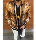 New Men Fall 2025 Trend Long-sleeve Fashion Tops Men's Casual Leopard Printing Vintage Shirts