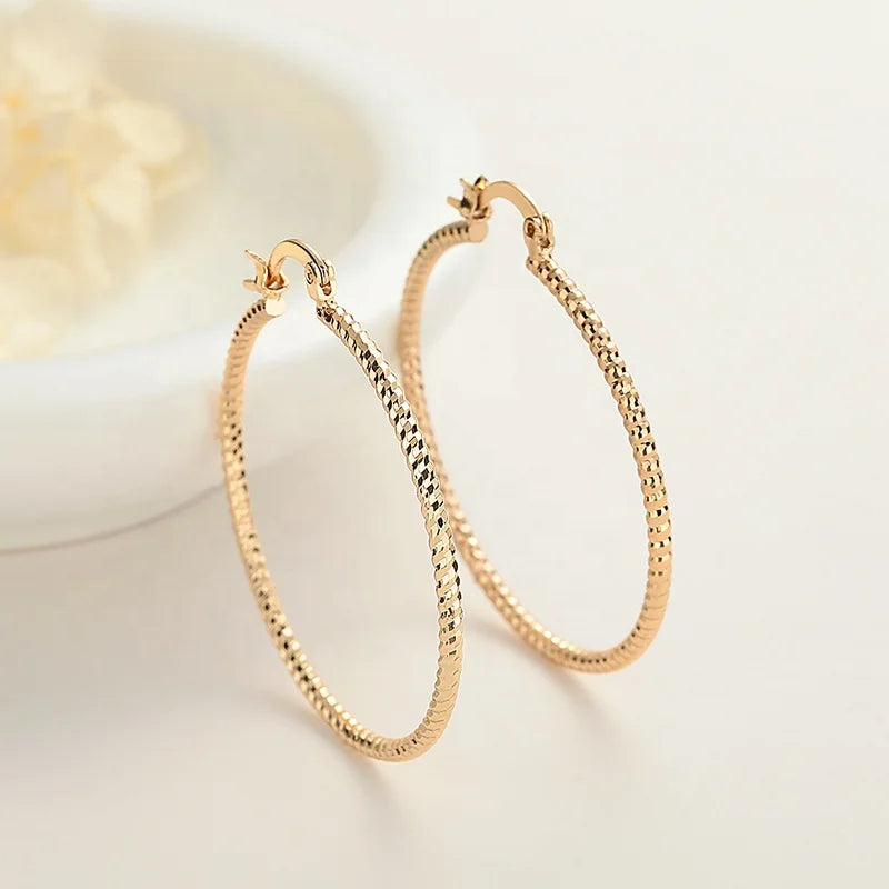 Wholesale Earrings Women Elegant 18K Laminated Gold Bisuterias Brass Zircon Hoop Gold Hoop Earrings for Women