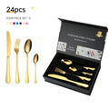 Restaurant Tableware 24 Pieces Cutlery Gift Box Set Stainless Steel Flatware Forks Knives Spoon Tenedores 24Pcs Wholesale
