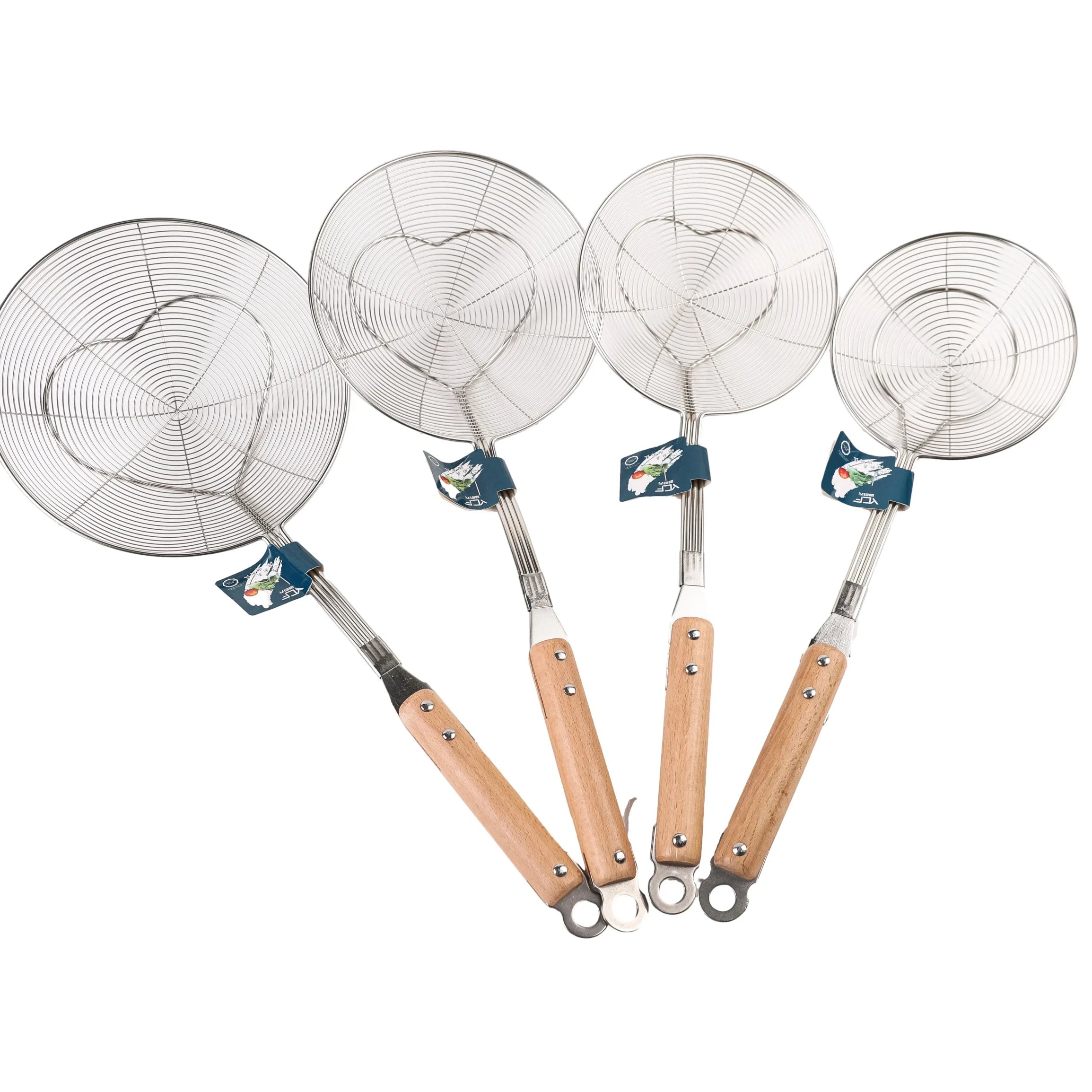 Wholesale OEM Stainless Steel Strainer Skimmer Ladle for Cooking With Wooden Handle Kitchen Frying Food Pasta Noodle