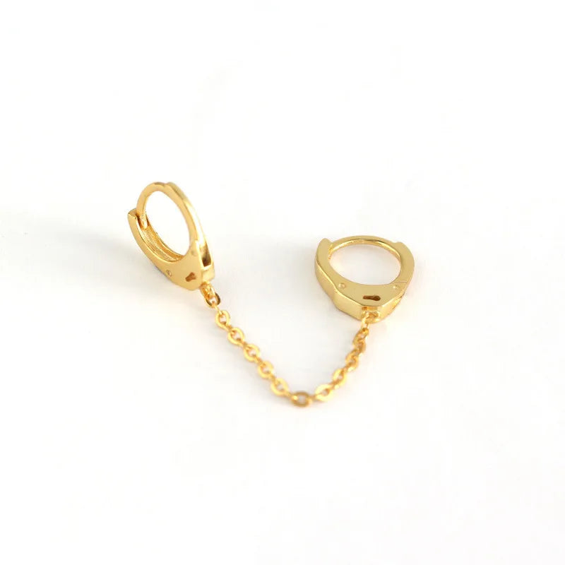 Creative Rock Handcuffs Cuban Link Chain Hoop Earrings Real 925 Sterling Silver Fashion Punk Unisex Jewelry