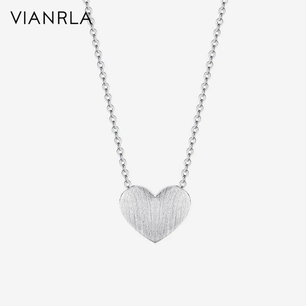 VIANRLA 925 Sterling Silver Chain Advanced Design of Heart Pendant Necklace