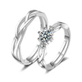 Anillo De Pareja Minimalist Adjustable Cubic Zirconia Cz Silver Engagement Wedding Band Eternity Ring for Couple