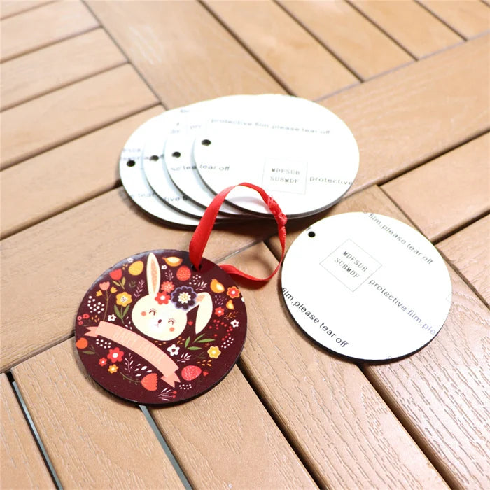 MDFSUB 3mm Round Sublimation Ornament Blank 72x72mm Glossy White Blank Sublimation Mdf Christmas Ornaments for Decoration