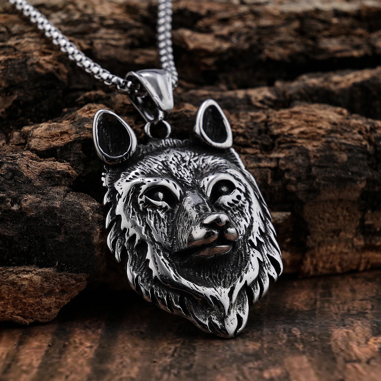 RTS Stainless Steel Nordic Myth Viking Wolf Geri Freki Head Pendant Necklace Set Viking Animal Charm Jewelry Pendant