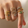 SP Popular Style Tiranium Zircon Statement Snake Ring for Women and Men