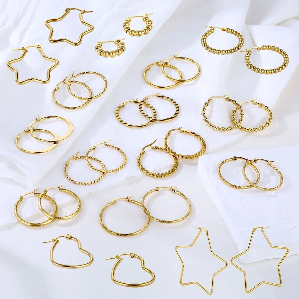 Factory Direct Geometric Large Earring 18K Gold Plated Stainless Steel Rounded Tube Hoop Earrings Jewelry