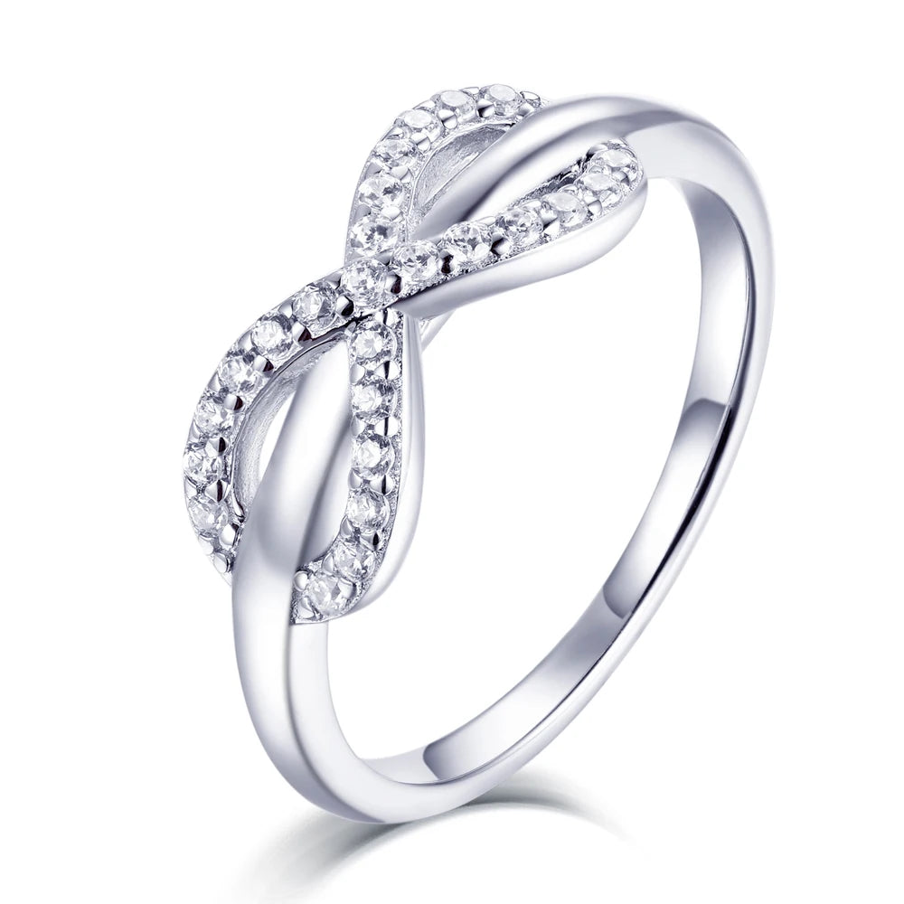 Sun Star Factory Price Cheap TL-423 Fashion S925 Sterling Silver Ring Fine Infinity Knot Zircon Rings for Sale