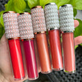 Luxurious Lip Gloss Private Label Custom Logo Adorned  with Pearl and Diamond Embellished Caps