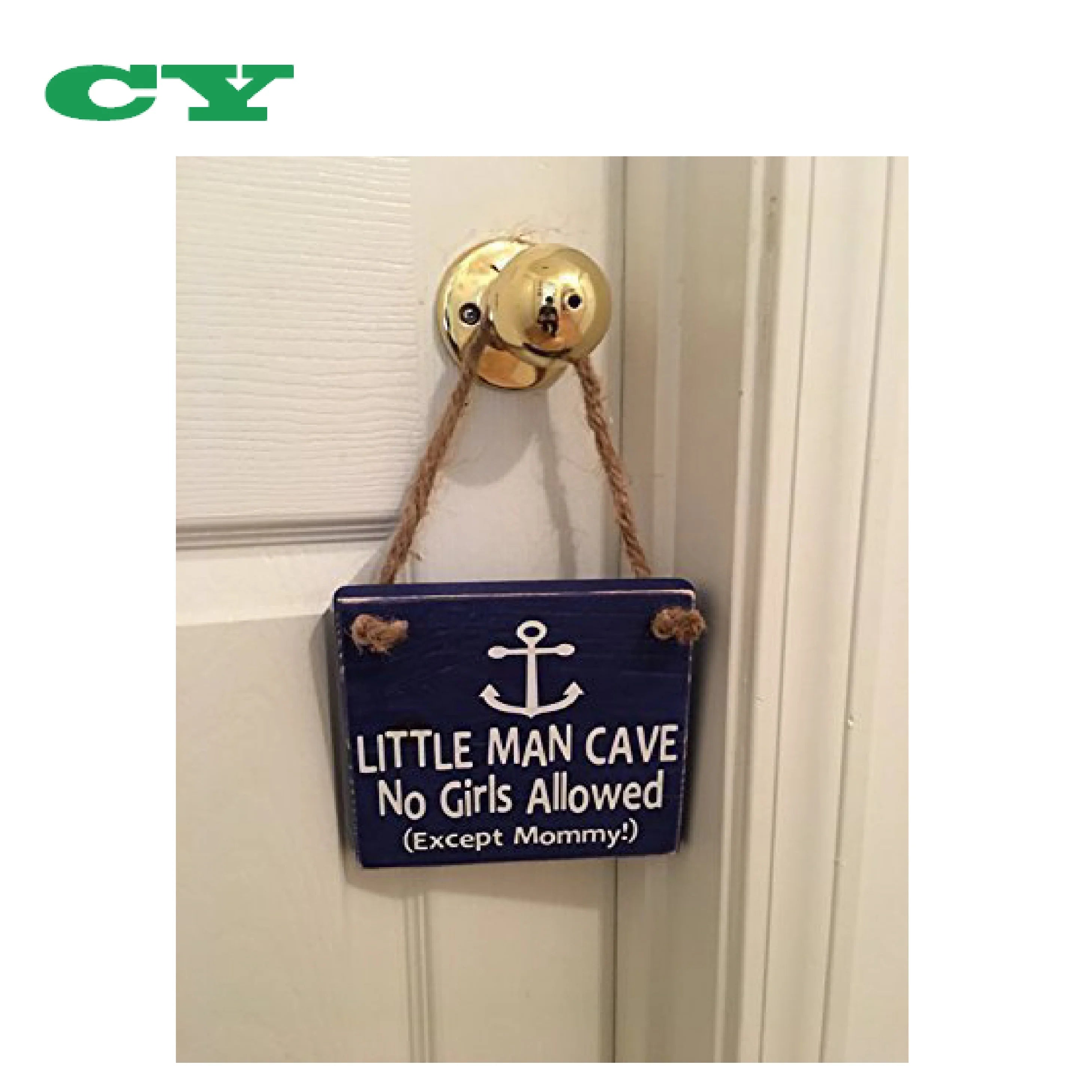 Handmade Anchor Little Man Cave No Girls Allowed Nautical Hanging Wooden Nursery Sign