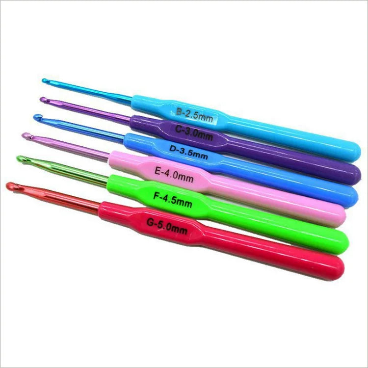 Wholesale High-quality Colorful Aluminum Crochet Hook Sets Plastic Handle for Sewing Knitting Needles YNS Brand Sample Available