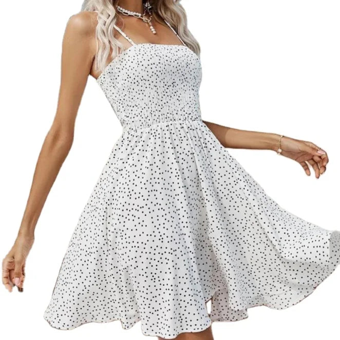 _ New Arrival Ladies Casual Beach Women Clothing Sleeveless Sling Suspender White Summer Dress Bohemian Dress