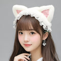 L0003 Cute Lolita Plush Cat Ear Hairband with Polka Dot - Lovely Cosplay Headwear