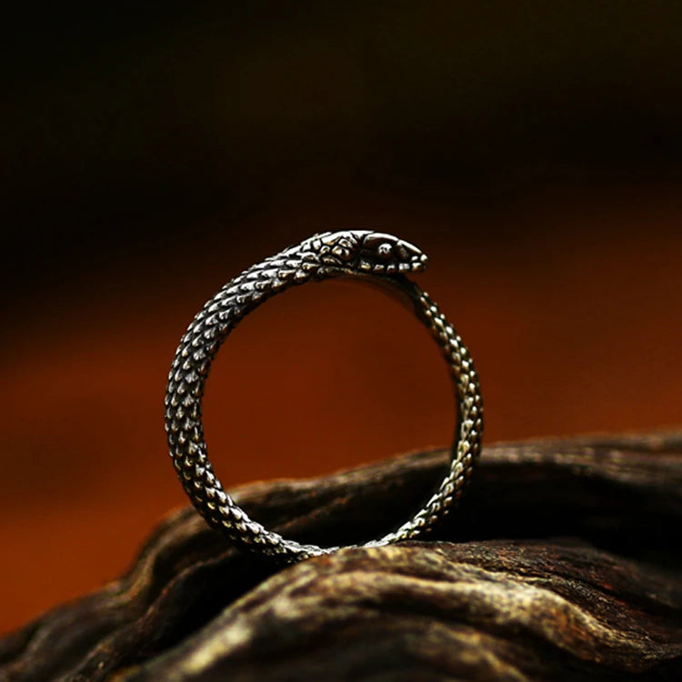 SS8-780R Steel Soldier Retro Punk Gothic Jewelry Trendy Stainless Steel Snake Ring for Women Men Gift