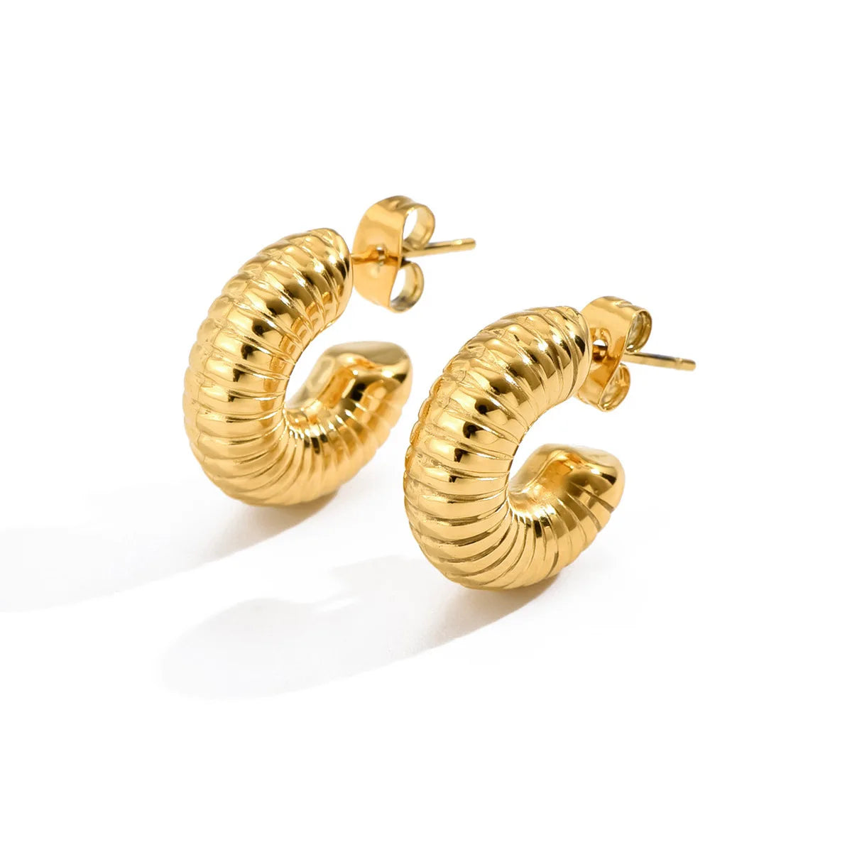 Factory Wholesale Stainless Steel Large Chubby Chunky Gold Hoop Earrings