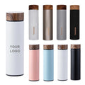 Wholesale 500ml Stainless Steel Insulated Vacuum Flask Tea Infuser Water Bottle with Wooden Grain Color Lid
