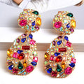 European and American Exaggerated Fashion Earrings Jewelry for Women Color Diamond Oval  High Quality Earrings