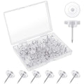 50 Pcs Standard Plastic Thumb Tacks Steel Point and Head Pushpins Transparent Flat Push Pins for Cork Board Wall Hanging