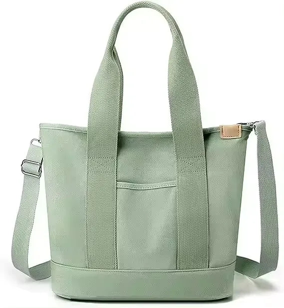 Promotional Wholesale Custom Printing Logo Crossbody Cotton Canvas Large Tote Eco-Friendly Reusable Shopping Bags Zipper Closure