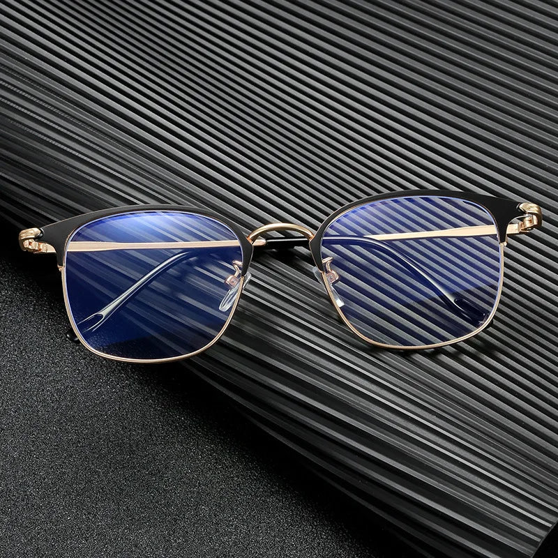 Factory Wholesale Retro Metal Frame Womens Eyewear Frame Men Square Classic Anti Blue Light Glasses