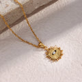 Hollow Out Evil Eye Necklace Jewelry Zircon Evil Eye Pendant Necklace Stainless Steel Statement Necklace