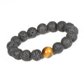 Gemstones Bangles Black Lava Stone Bracelet Adjustable Strech 8mm Bracelet