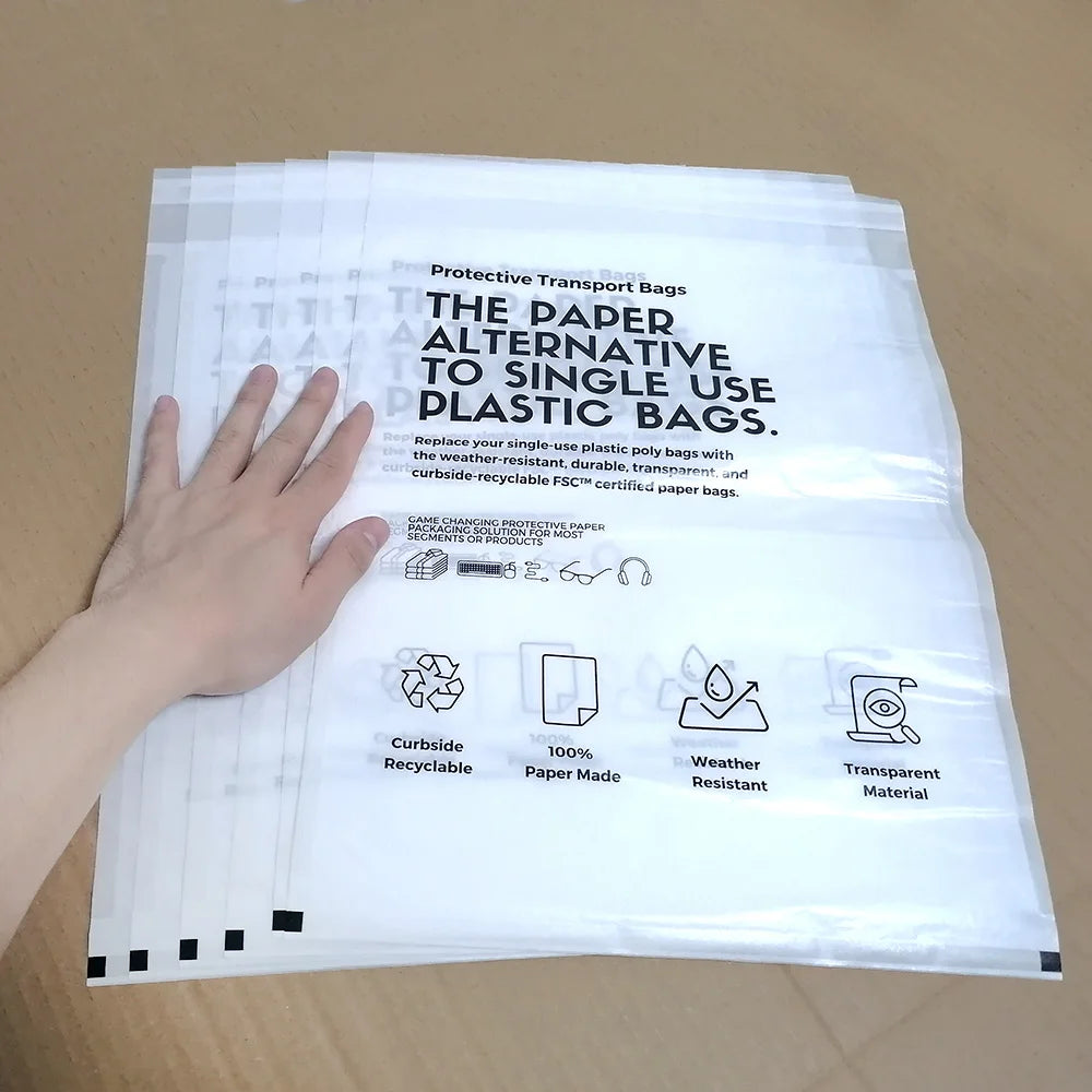 Small Thick Moisture Proof Biodegradable Wax Coated Paper Takeaway Packaging Bags Offset Printing for Pizza Pet Food Transparent