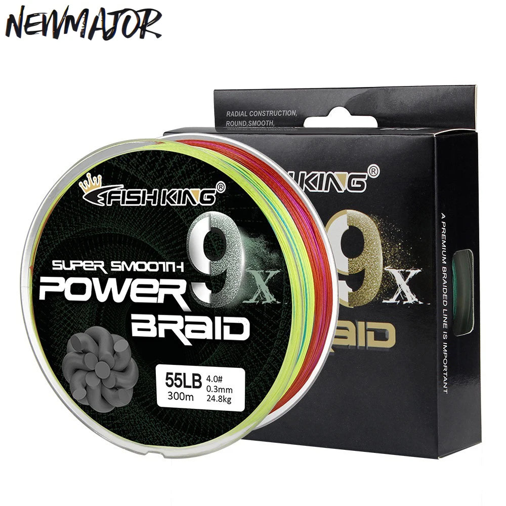 FISHKING 100m/300m/500m 9X PE Braided Floating Fishing Line for River Lake Stream Ocean Beach Fishing