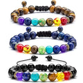 8mm Handmade Yoga Chakra Adjustable Natural Stone Beads lava tiger Eye Lapis Bracelet for Men and Women