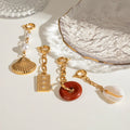 Square Brand Imitation Pearl White Teeth Round Red Gate Charms 18K PVD Stainless Bikini Pendant Button Charms