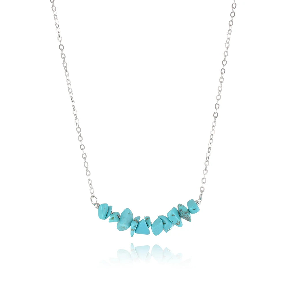 Simple Design Turquoise Stone Vintage Necklace for Women