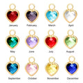 Wholesale Accessories Heart Shaped Month Birthstones Charms 12 Colors Crystal Rhinestone Pendant DIY Jewelry for Making