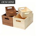 Brown Natural Pine Wood Organizer Open Wooden Storage Container with Handle for Kitchen & Bathroom Wood Crafts & Wall Signs