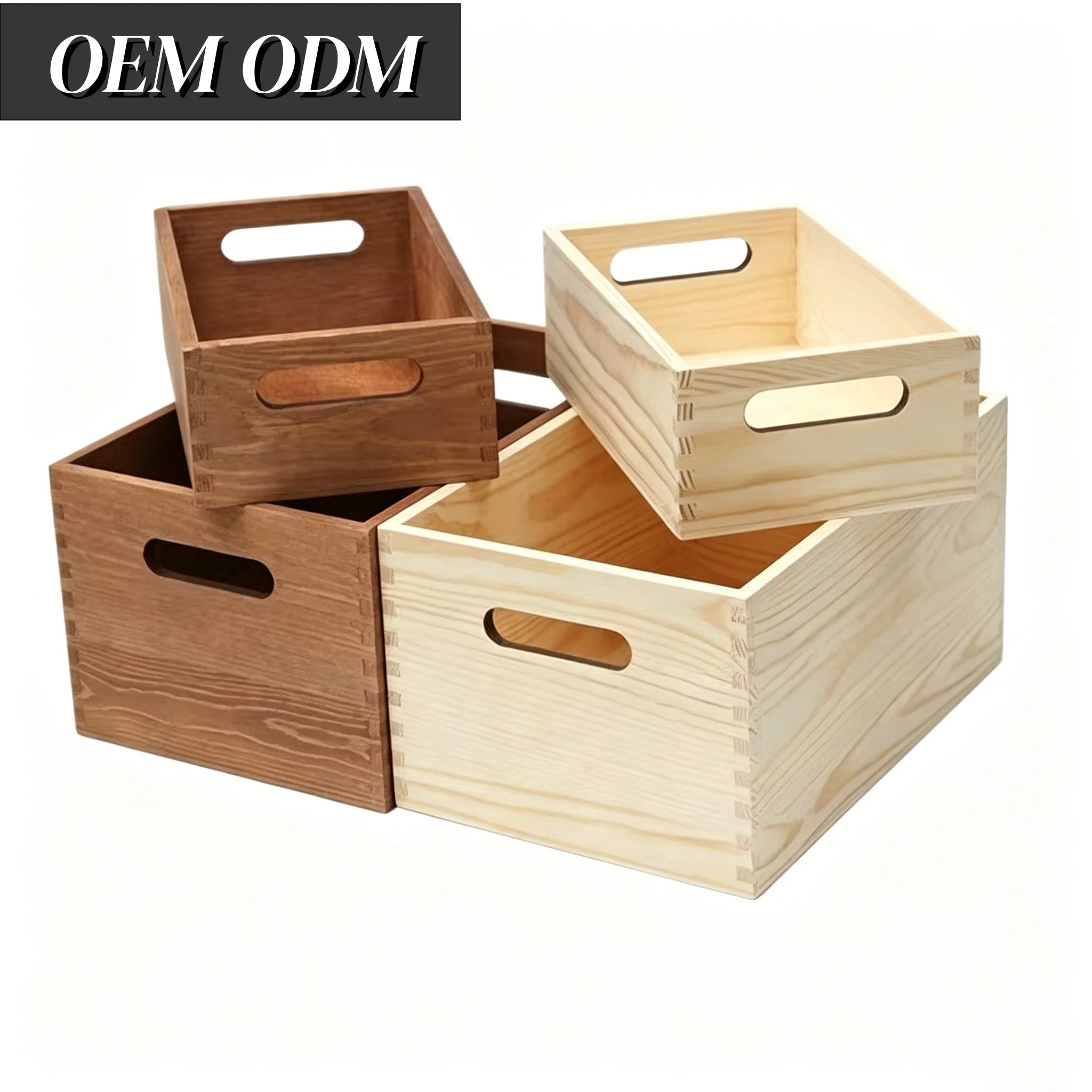 Brown Natural Pine Wood Organizer Open Wooden Storage Container with Handle for Kitchen & Bathroom Wood Crafts & Wall Signs