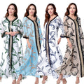 Unique Design Sequin Embroidered Floral Printed Muslim Long Robes Dubai Ethnic Style Fashion Women's Jalabiya Luxury Abaya Lanna