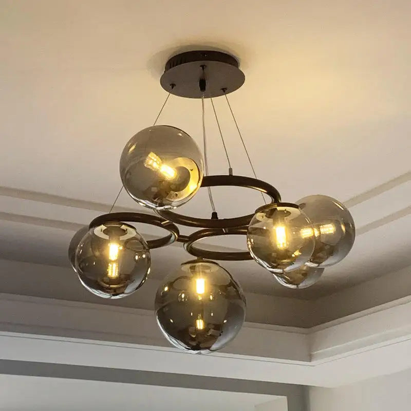 Nordic Design Art LED Chandelier 110V 220V Dimmable G4 Bulb Brass Gold Creative Glass Ball Pendant Light for Living Room