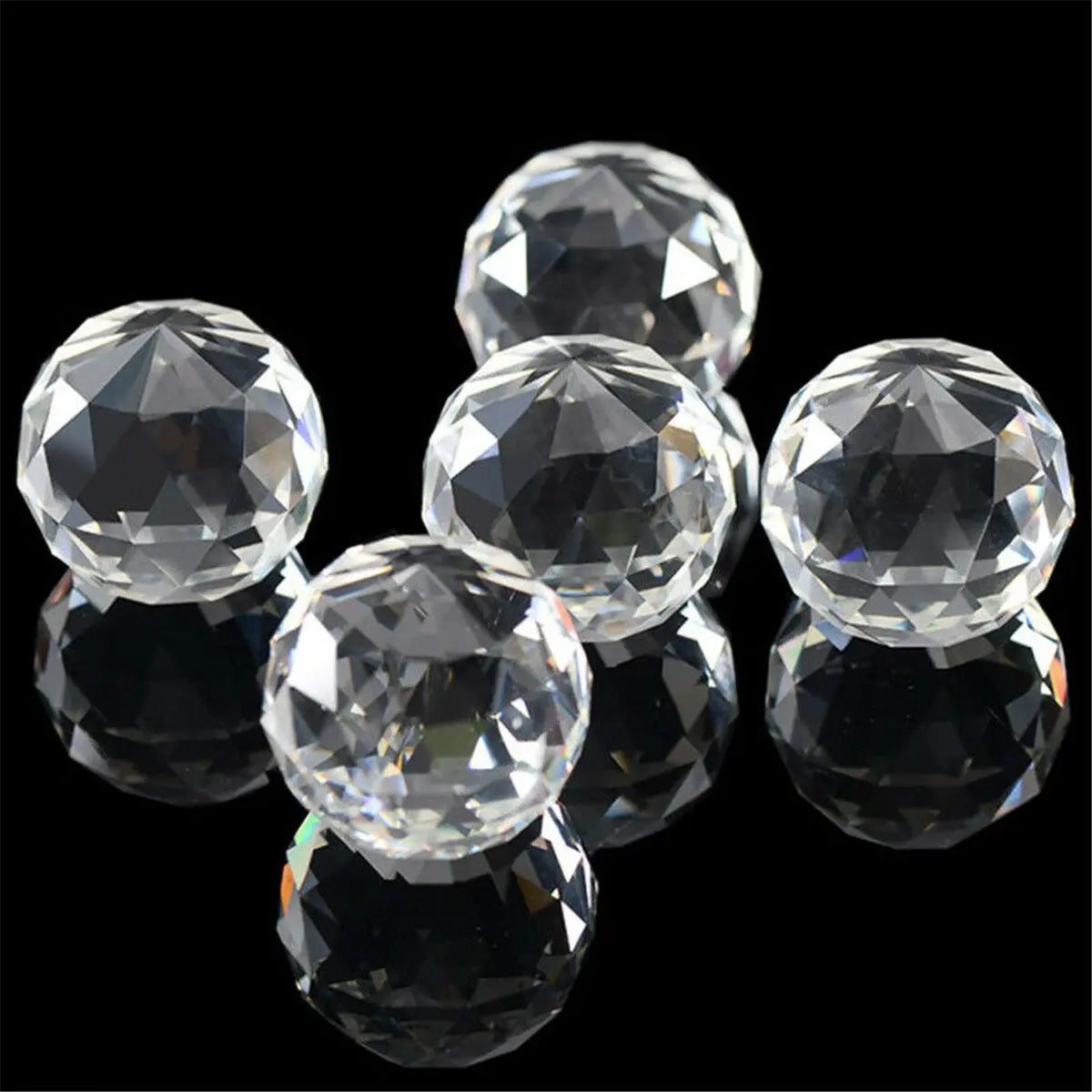 Cut Glass Crystal Ball Suncatcher Austrian Faceted Prism Sphere Lamp Hanger Decor