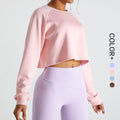 SHINBENE Women's Crewneck Long Sleeve Crop Tops Workout Casual Pullover Loose Sweatshirts