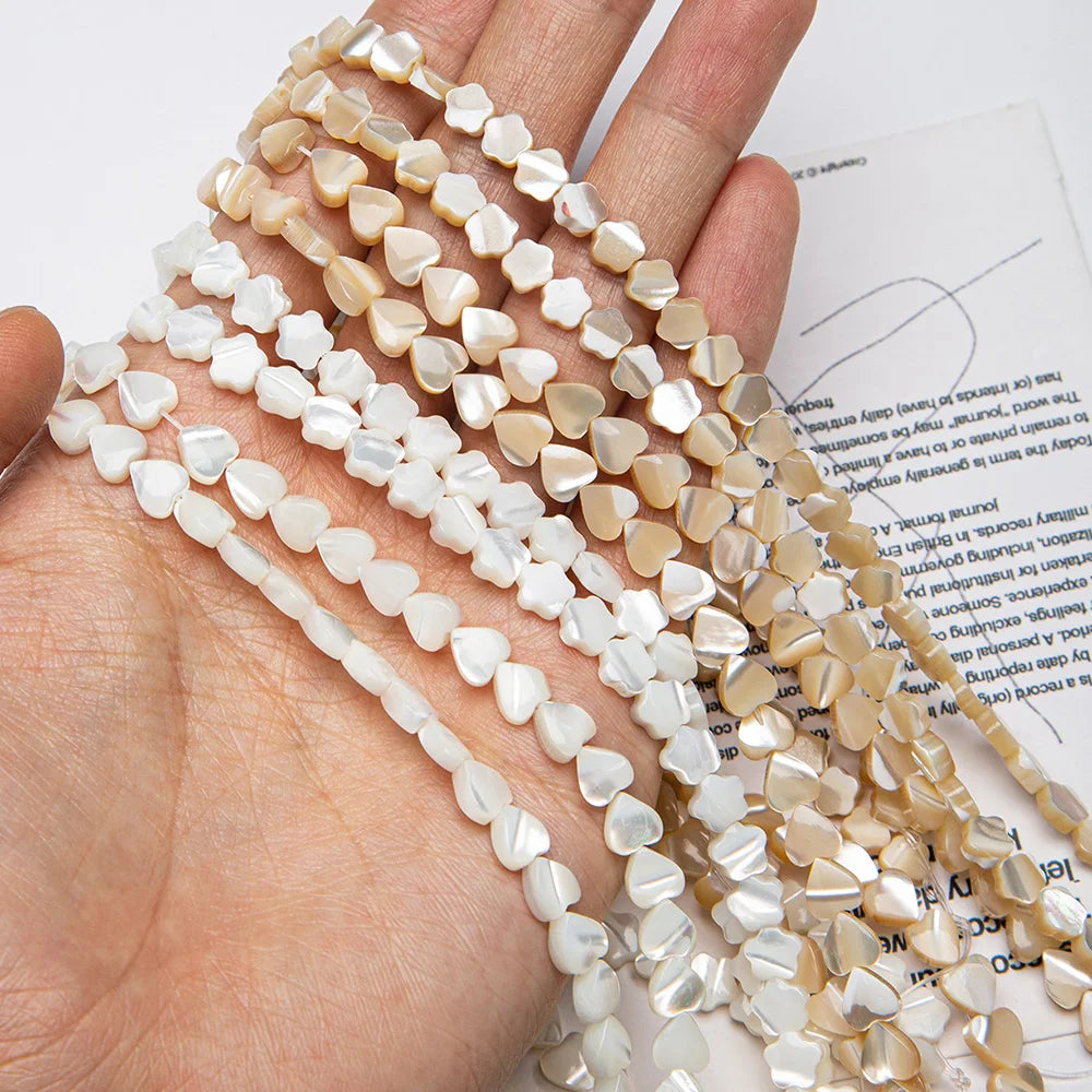 Natural White Heart Mother of Pearl Shell Bead 10mm Heart Shape Shell Spacer Bead for Jewelry Necklace Earring Making