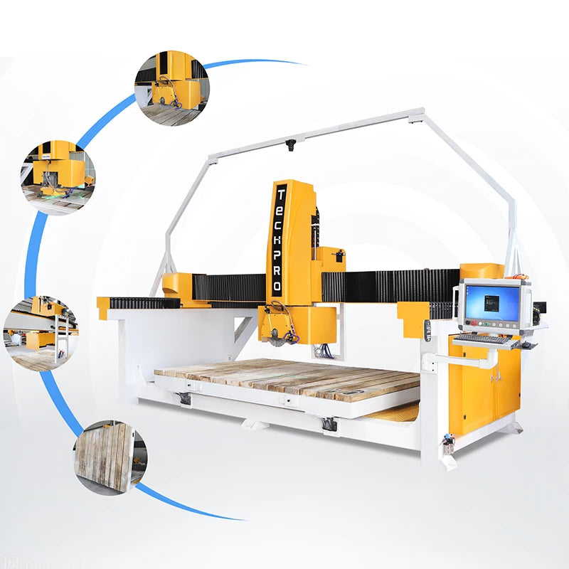 Automatic 5 Axis CNC Bridge Saw Stone Cutting Machine for Granite Quartz Marble with High-Power Motor & Gear