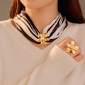 Dubai Gold Scarf Jewelry Stainless Steel Flower Fashion Elegant Jewelry Custom Scarf Holder Ring Luxury for Women