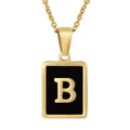 Black Oil Dripping 26 Letters 18K Gold Plated Stainless Steel Pendant Custom Square Letter Name Necklace for Women Jewelry