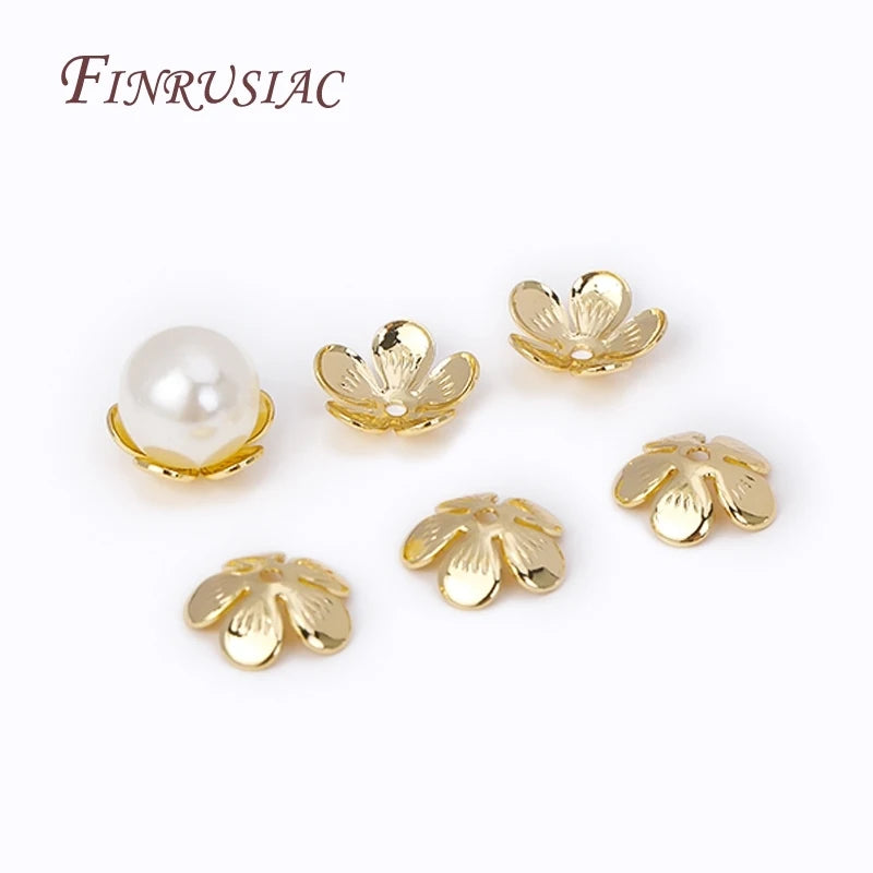 18K Gold Plated 11mm Flower Caps Brass Metal Big Beads Caps for DIY Beading Jewelry Making Jewelry Findings Components