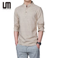 Clearance Sales Spring Summer Men Casual Stand Collar Plus Size Solid Color Shirts
