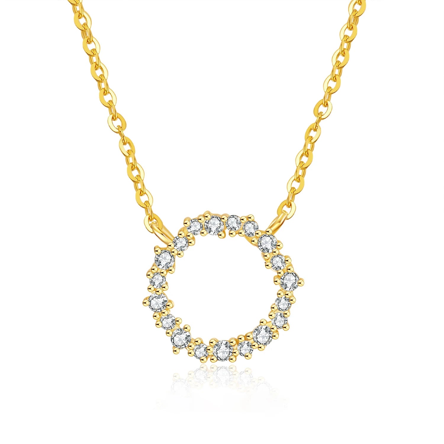 Dainty Small Loop CZ S925 Sterling Silver Necklace for Woman
