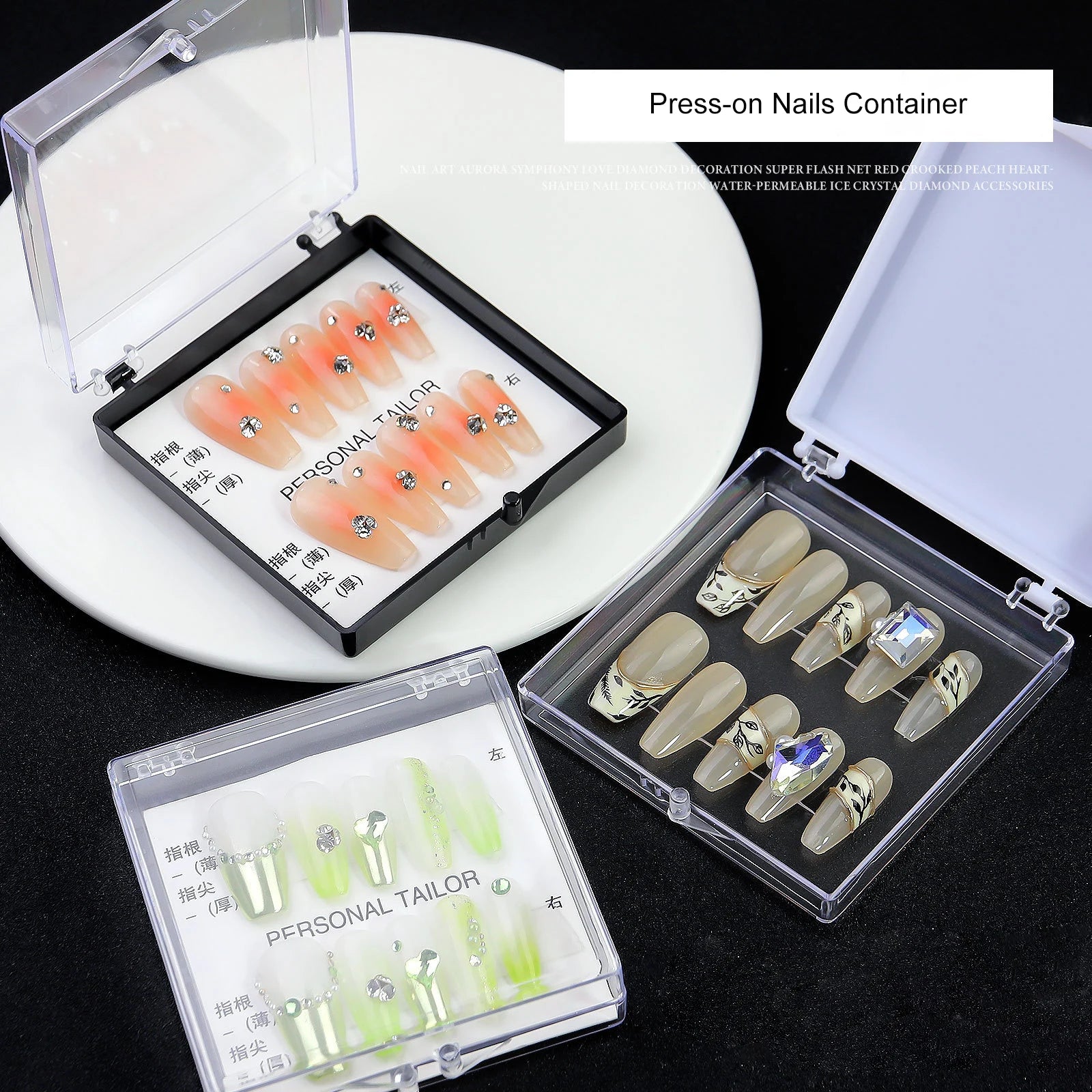 Private Label Plastic Clear Acrylic Luxury False Nails Short Press on Nail Packaging Box