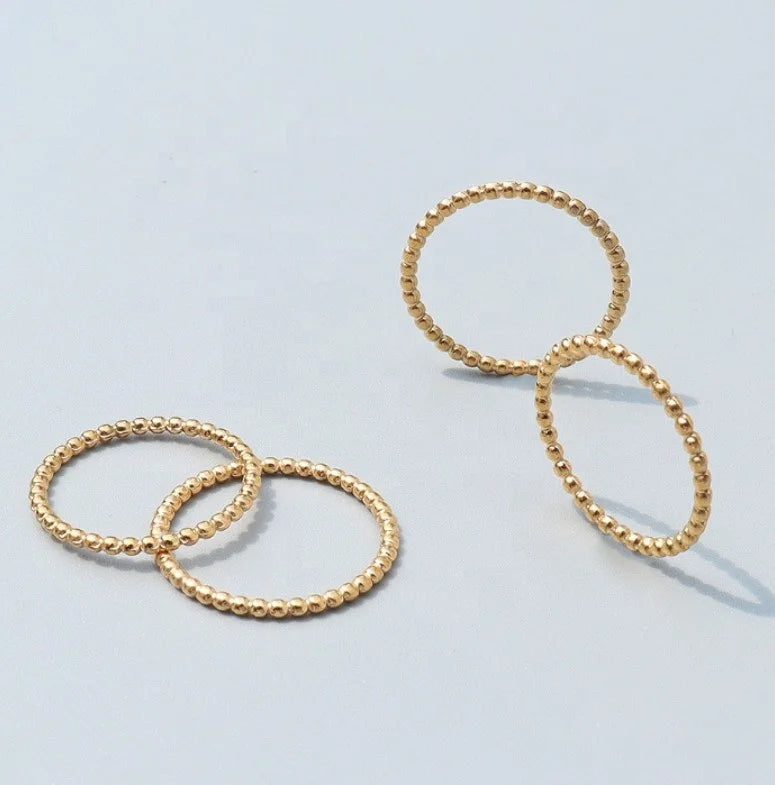 Dainty Silver 18k Gold Plated 1.5mm Stainless Steel Ball Stacking Ring for Women Finger
