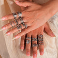 Unisex Multi Layer Stainless Steel Adjustable Ring Fashionable Irregular Simple Lines Star Jewelry