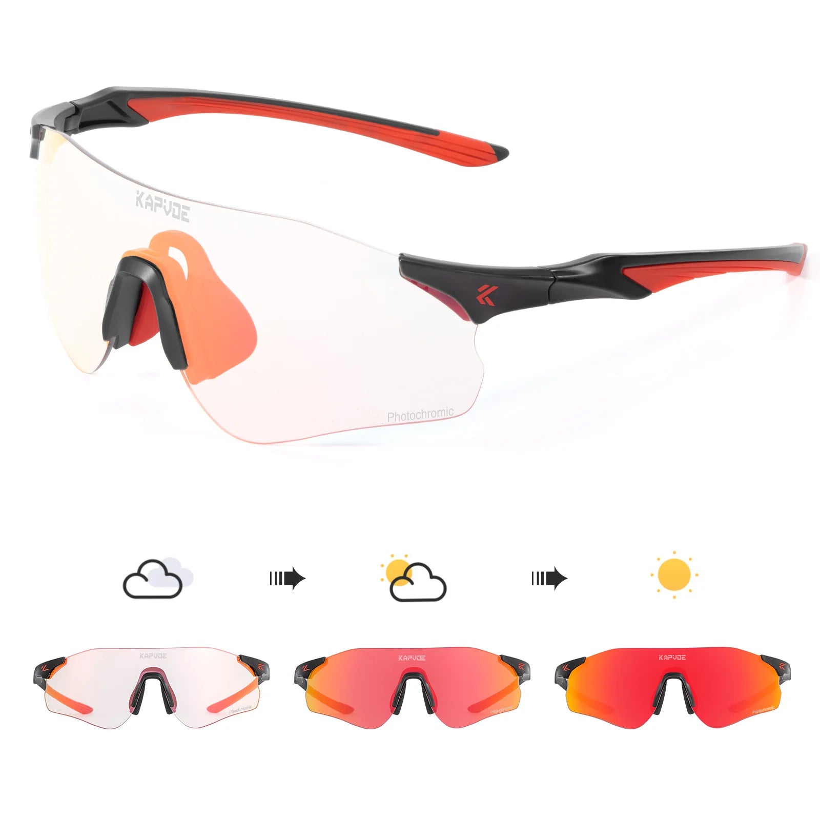 Custom Frameless Photochromic Cycling Glasses UV400 Protection Mountain Bike Glasses for Men Women Frameless Sport Sunglasses