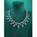 Dubai Fine Jewelry 925 Silver Inlaid Lab Grown Paraiba Necklace Classic Luxury Necklace for Women Party Show Accessories MegaBDM